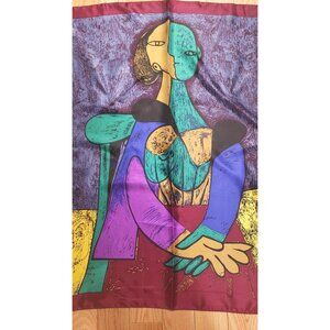 Picasso Style Art Scarf: Colorful Boho Head Neck Scarf